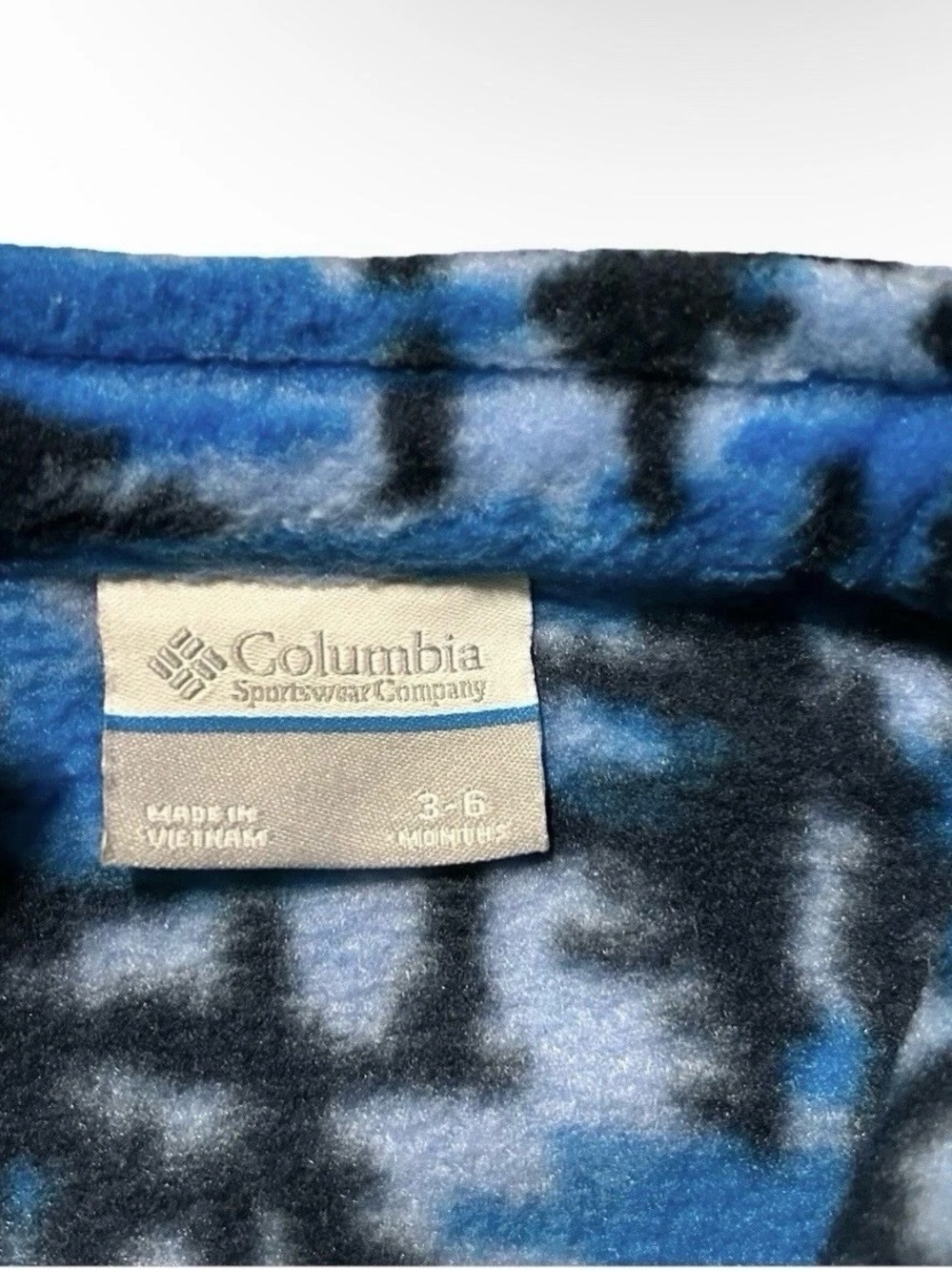 Baby Boy Columbia Black Blue Full Zip Fleece Jacket Size 3-6 Months - Picture 3 of 3